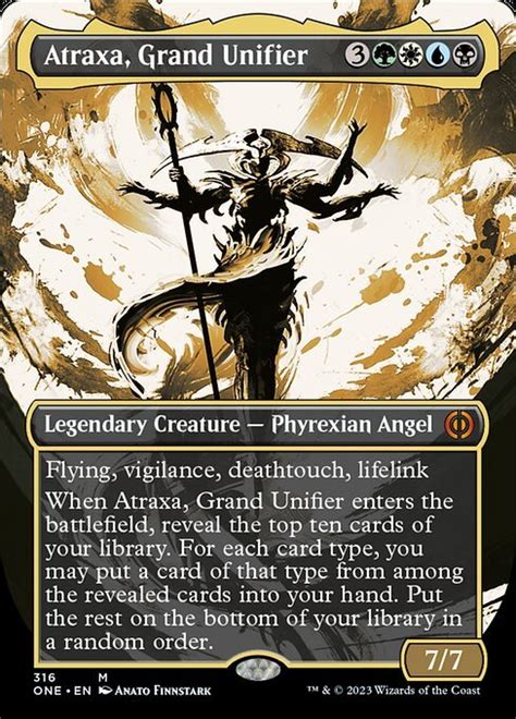 Atraxa grand unifier commander deck - The set Phyrexia: All Will Be One has given us a remarkable new commander that opens up new possibilities for Food Chain and Turbo strategies alike: Atraxa, Grand Unifier. Atraxa is both a Food Chain combo outlet and a soft payoff in the command zone, meaning we can build a layered deck that supports both strategies, while also having some ... 
